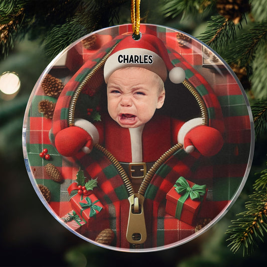 First Christmas Baby Girl Boy Newborn Personalized Acrylic Photo Ornament_1