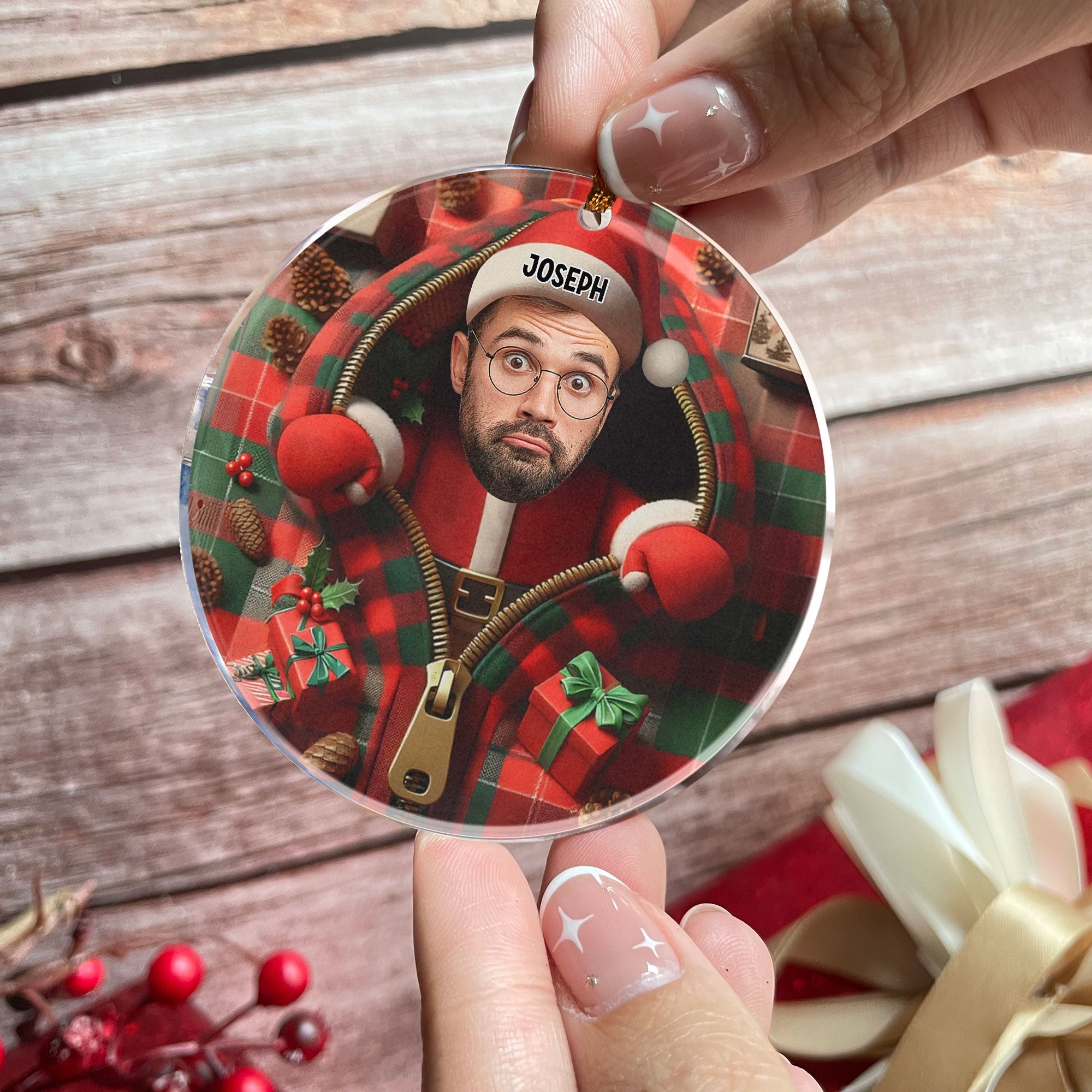 First Christmas Baby Girl Boy Newborn Personalized Acrylic Photo Ornament_2