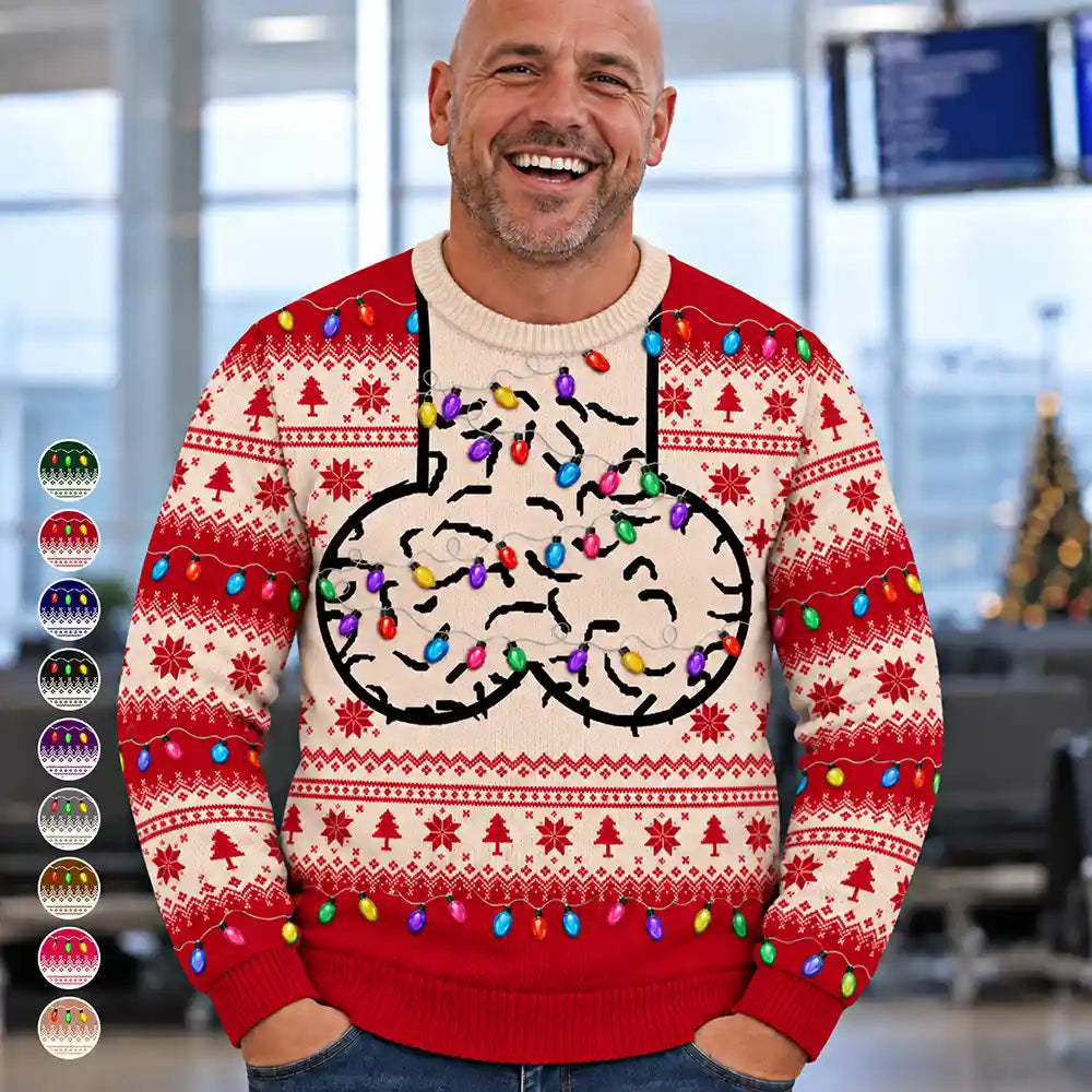 FunnyChristmasGiftForBaldDadPapaHusband PersonalizedUnisexUglySweater MI405 CLA4002 MK1