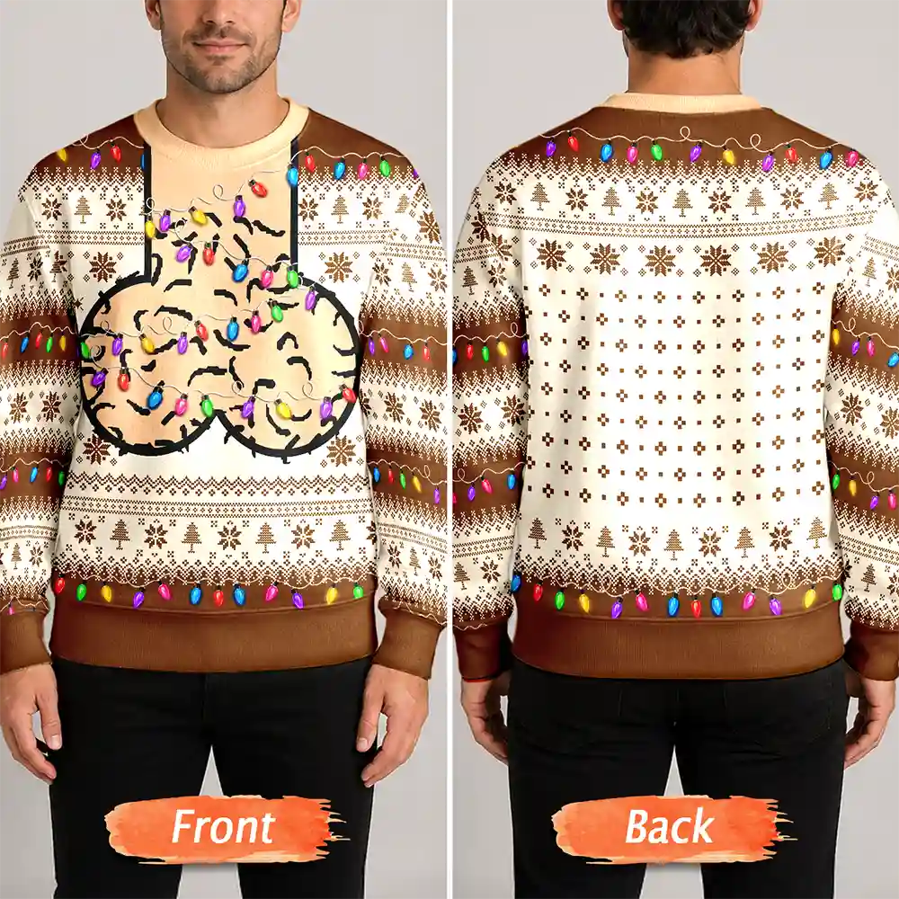 FunnyChristmasGiftForBaldDadPapaHusband PersonalizedUnisexUglySweater MI405 CLA4002 MK4