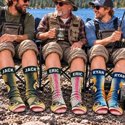 FunnyGagGiftForFishermanHusbandSon PersonalizedFishIllusionSocks HT874 CLA4262 MkDEF