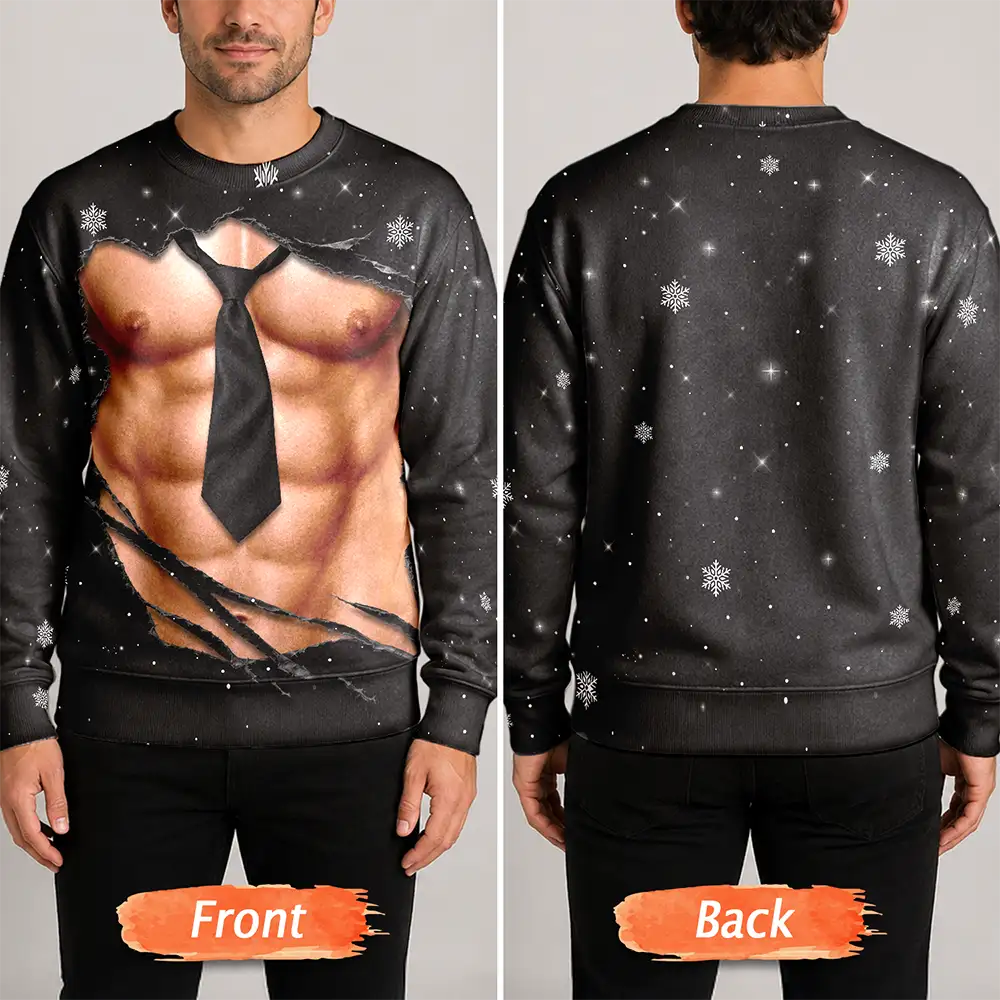FunnyHairyBellyAbsBodyChristmas PersonalizedUnisexUglySweater MI413 CLA3980 MK4