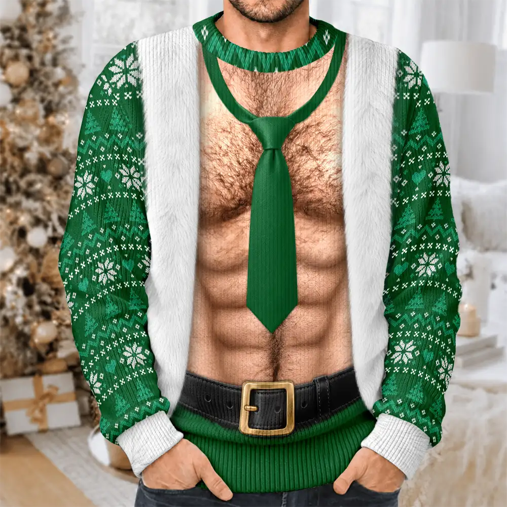 FunnyHairyMuscleBodyChristmasGiftForHusband PersonalizedUnisexUglySweater NV1631 CLA3694 MK3