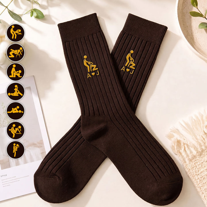 Naughty Couple Funny Gift For Him - Personalized Crew Socks HH02