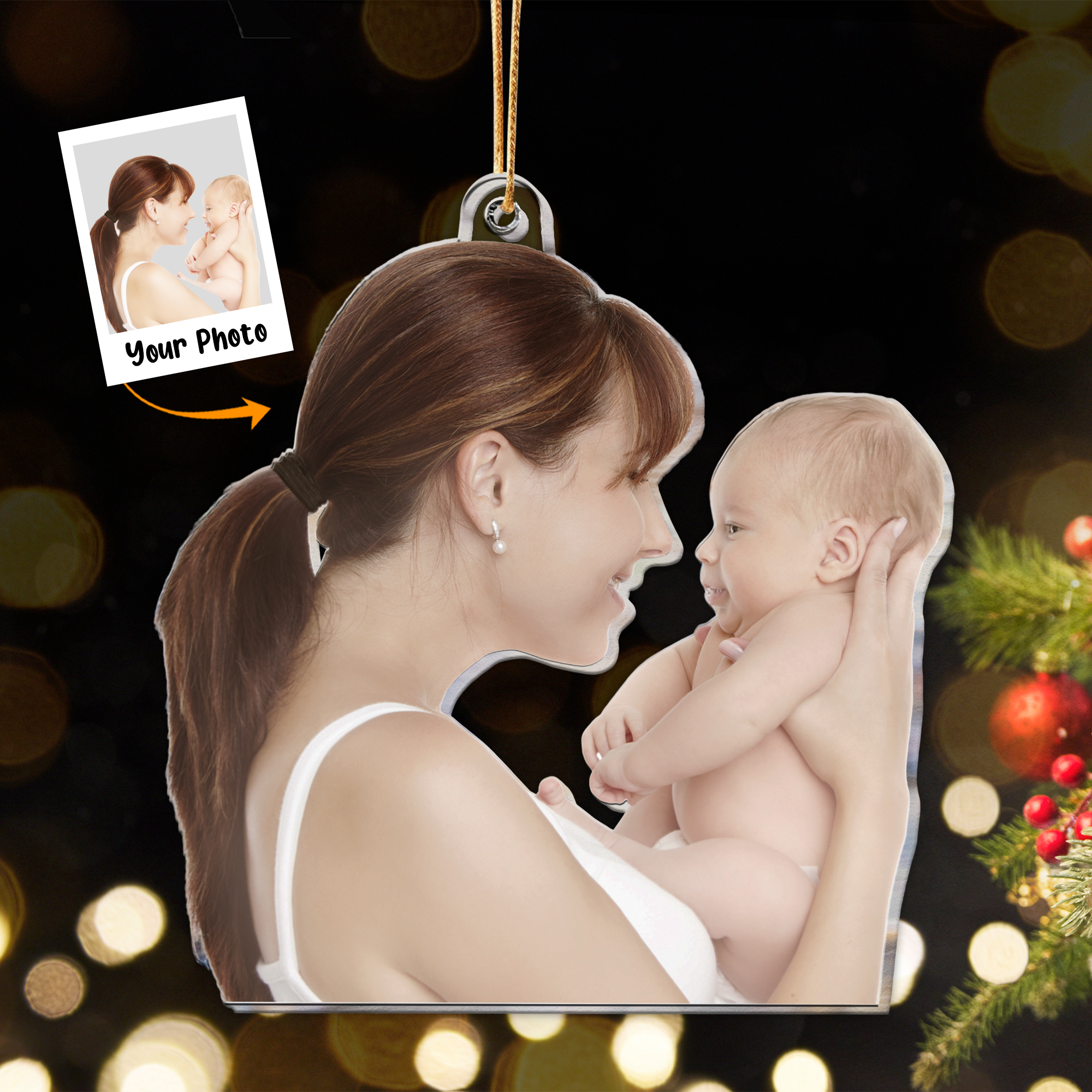 Gift For New Mom Personalized Acrylic Photo Ornament 3_9471497b f92d 4f28 8d67 727e82ca477c