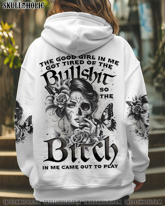 Good Girl Gone Bad The B in Me Came Out Gothic Skull _26 Roses Attitude AOP Shirts _1_ yLRWi