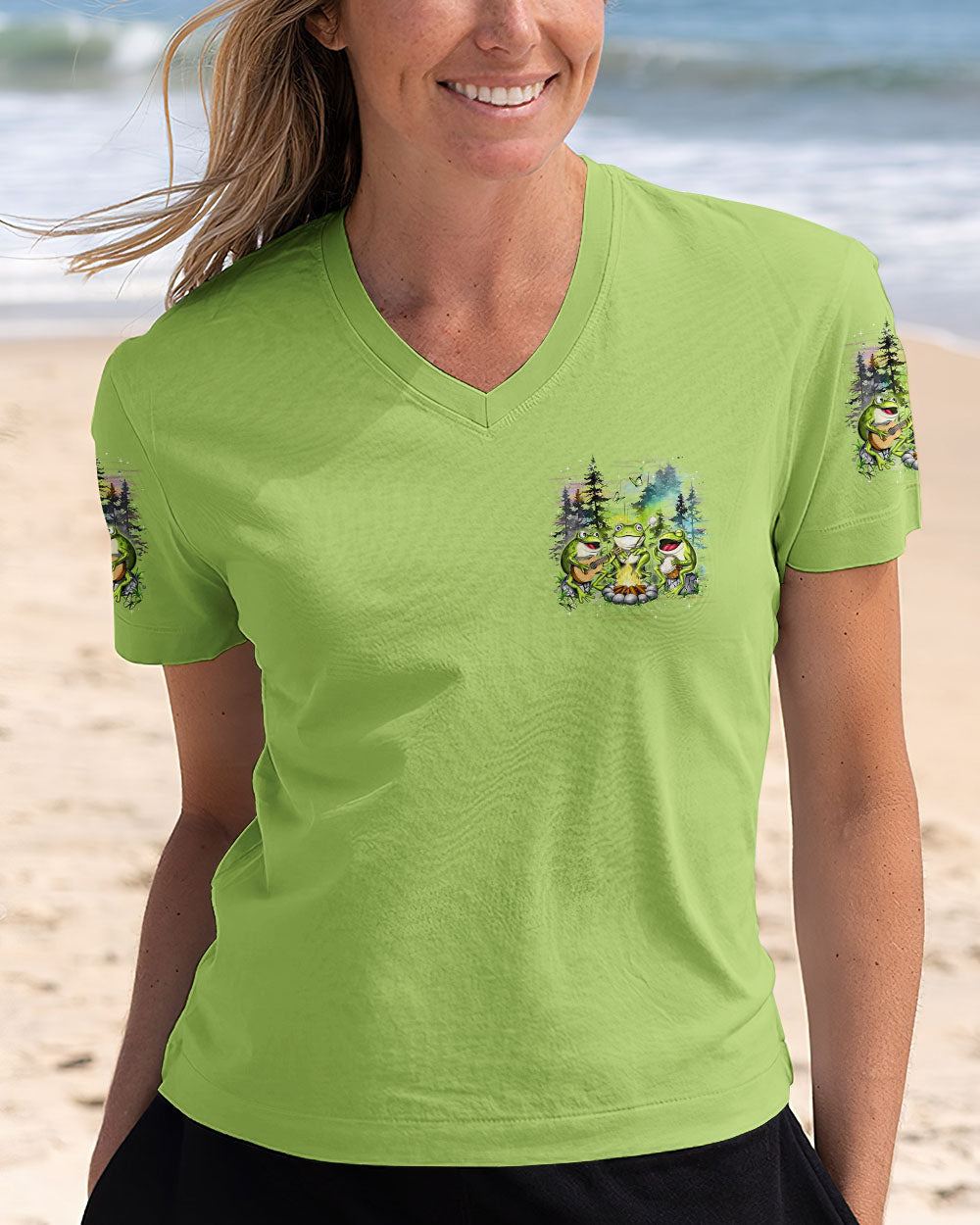 Good Times Crazy Friends Amazing Memories Frog Camping Campfire AOP Shirts _11_ 1bEln