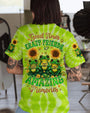 Good Times Crazy Friends Frog Fun Tie Dye with Sunflowers Graphic Tee for Women AOP Shirts _1_ z28oO
