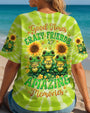 Good Times Crazy Friends Frog Fun Tie Dye with Sunflowers Graphic Tee for Women AOP Shirts _4_ Y0I0I
