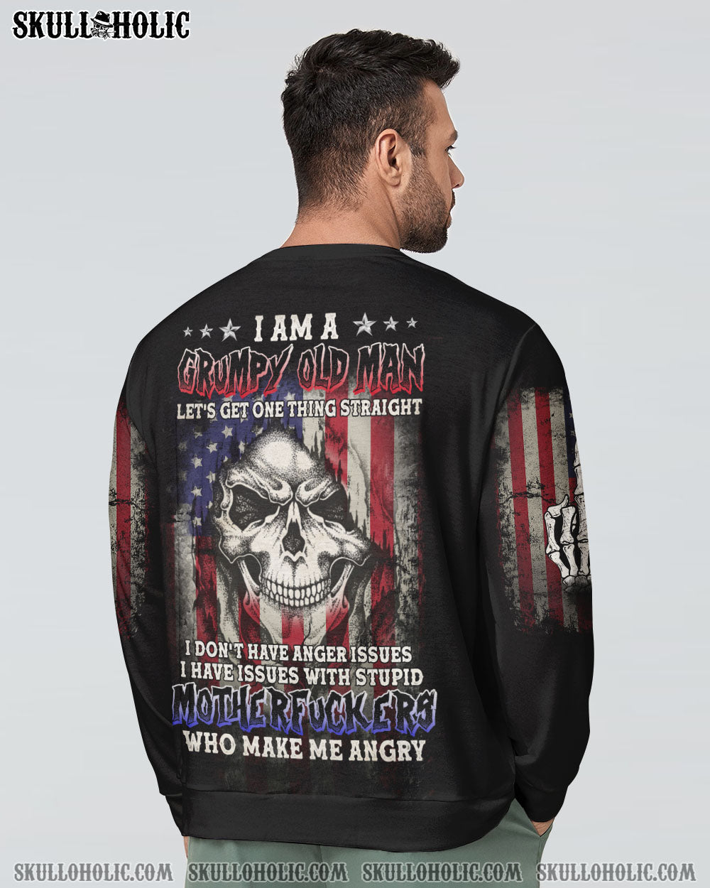Grumpy Old Man Mother F Grumpy Veteran Skull Graphic AOP Shirts _5_ Q6gqw