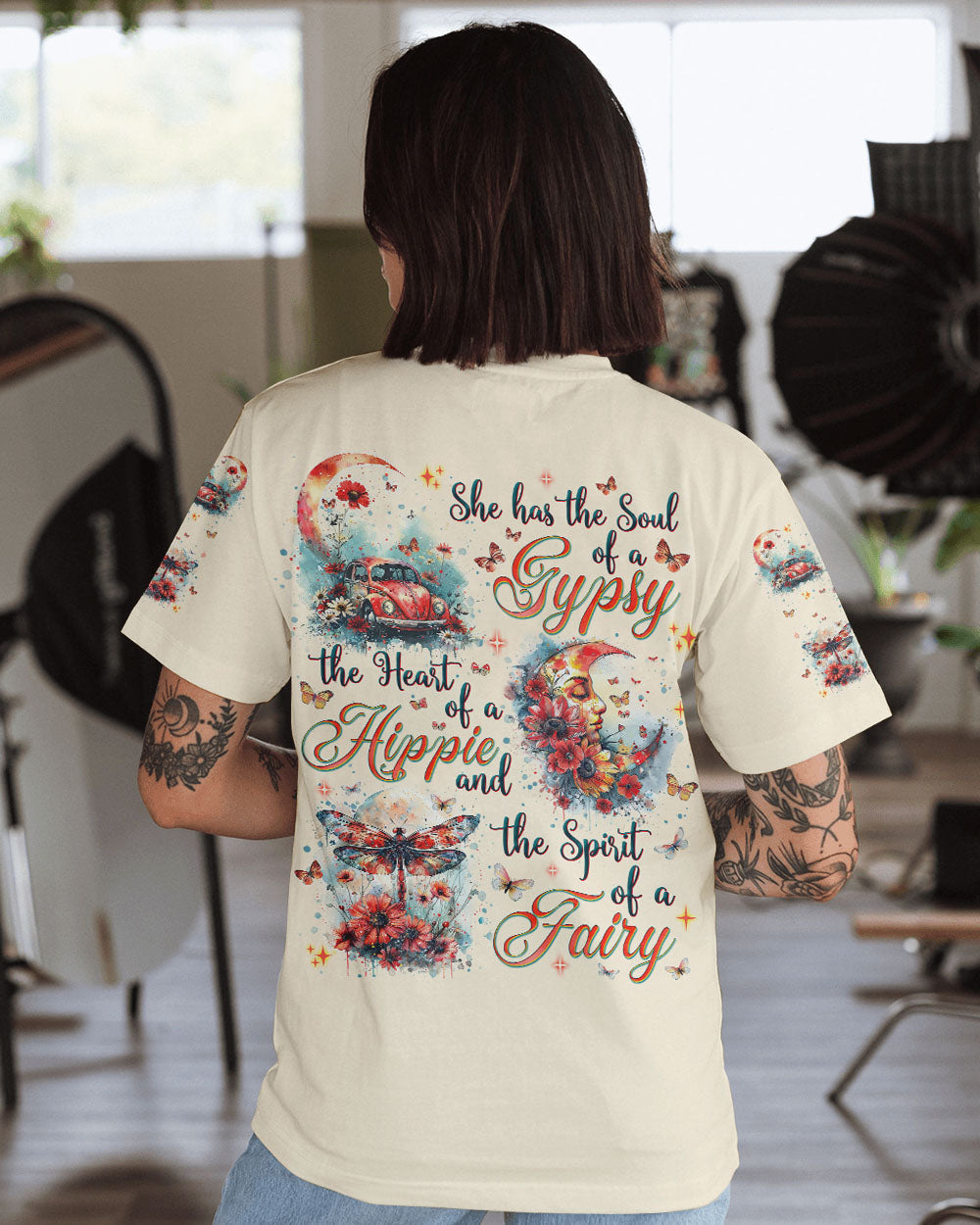 Gypsy Soul Fairy Spirit Hippie Heart and Moon Vintage VW Bug AOP Shirts _1_ 9z6Hm