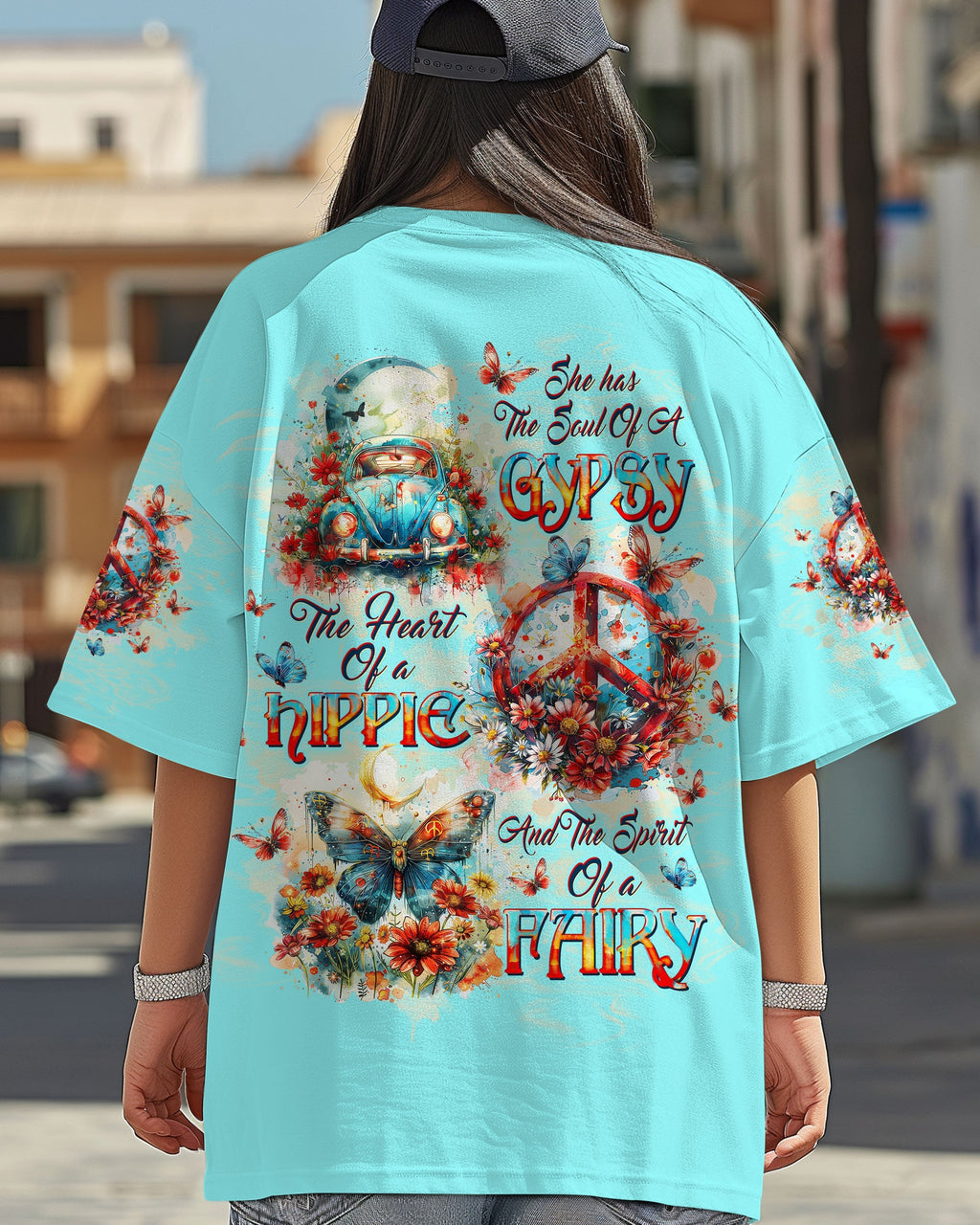 Gypsy Soul Hippie Heart Fairy Peace Van and Flower Vintage Butterfly AOP Shirts _1_ A29s6