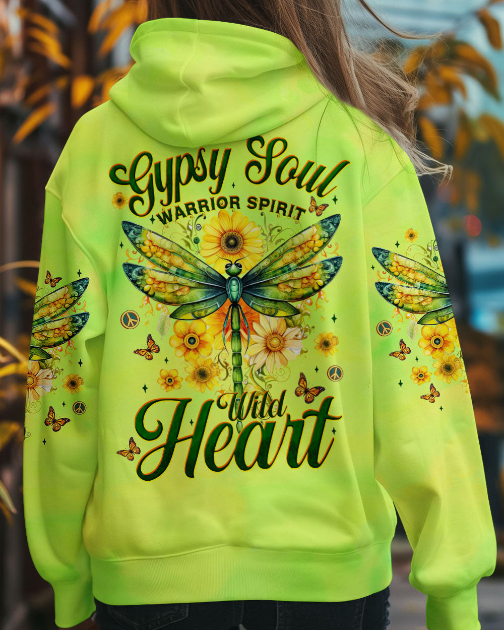 Gypsy Soul Warrior Spirit Wild Heart Dragonfly and Sunflowers Graphic AOP Shirts _7_ OdkJL