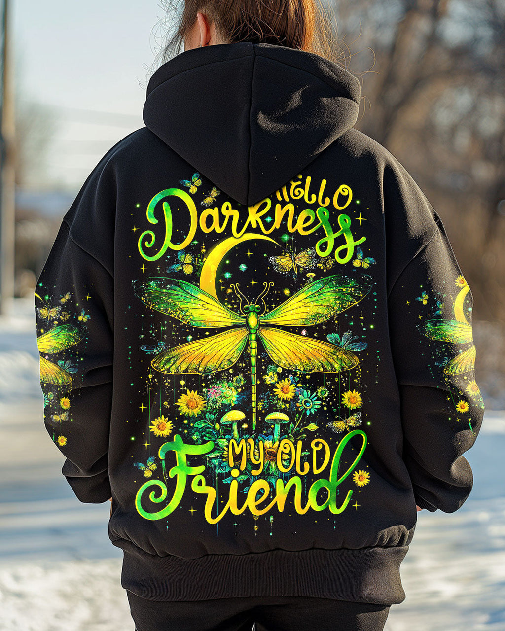 Hello Darkness My Old Friend Green Dragonfly Moon Graphic AOP Shirts _1_ YWrn5