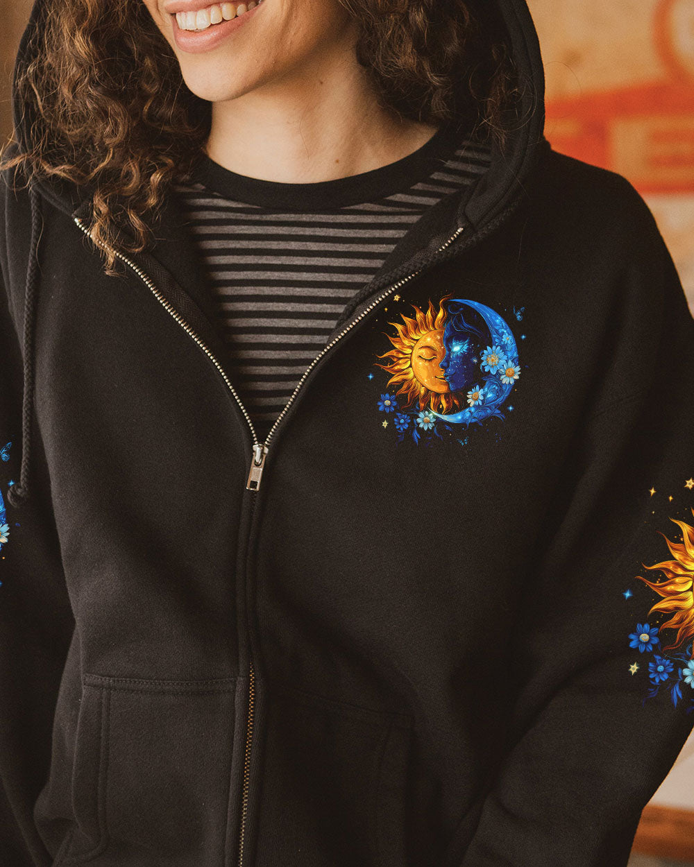 Hello Darkness My Old Friend Sun and Moon Cosmic Graphic AOP Shirts _4_ 8JH3F