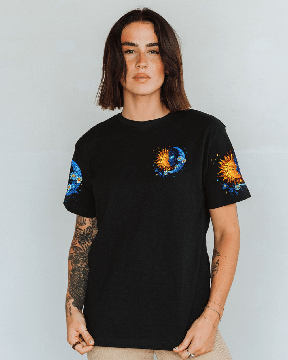 Hello Darkness My Old Friend Sun and Moon Cosmic Graphic AOP Shirts _9_ WCY7s