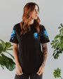 Hippie Soul Blue Sunflower and Peace Signs Graphic AOP Shirts _11_ oZAwR