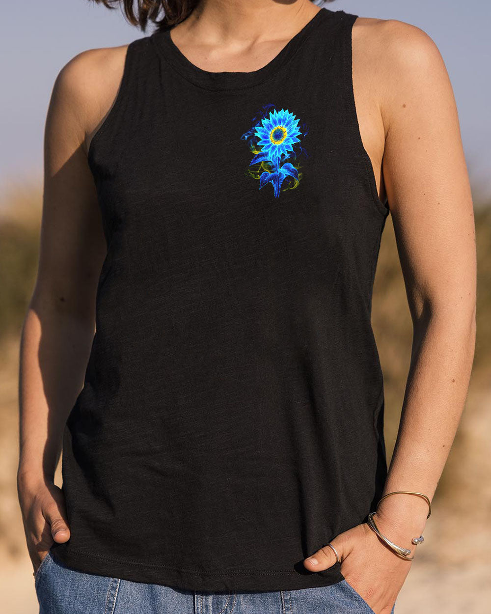 Hippie Soul Blue Sunflower and Peace Signs Graphic AOP Shirts _8_ kE0wW