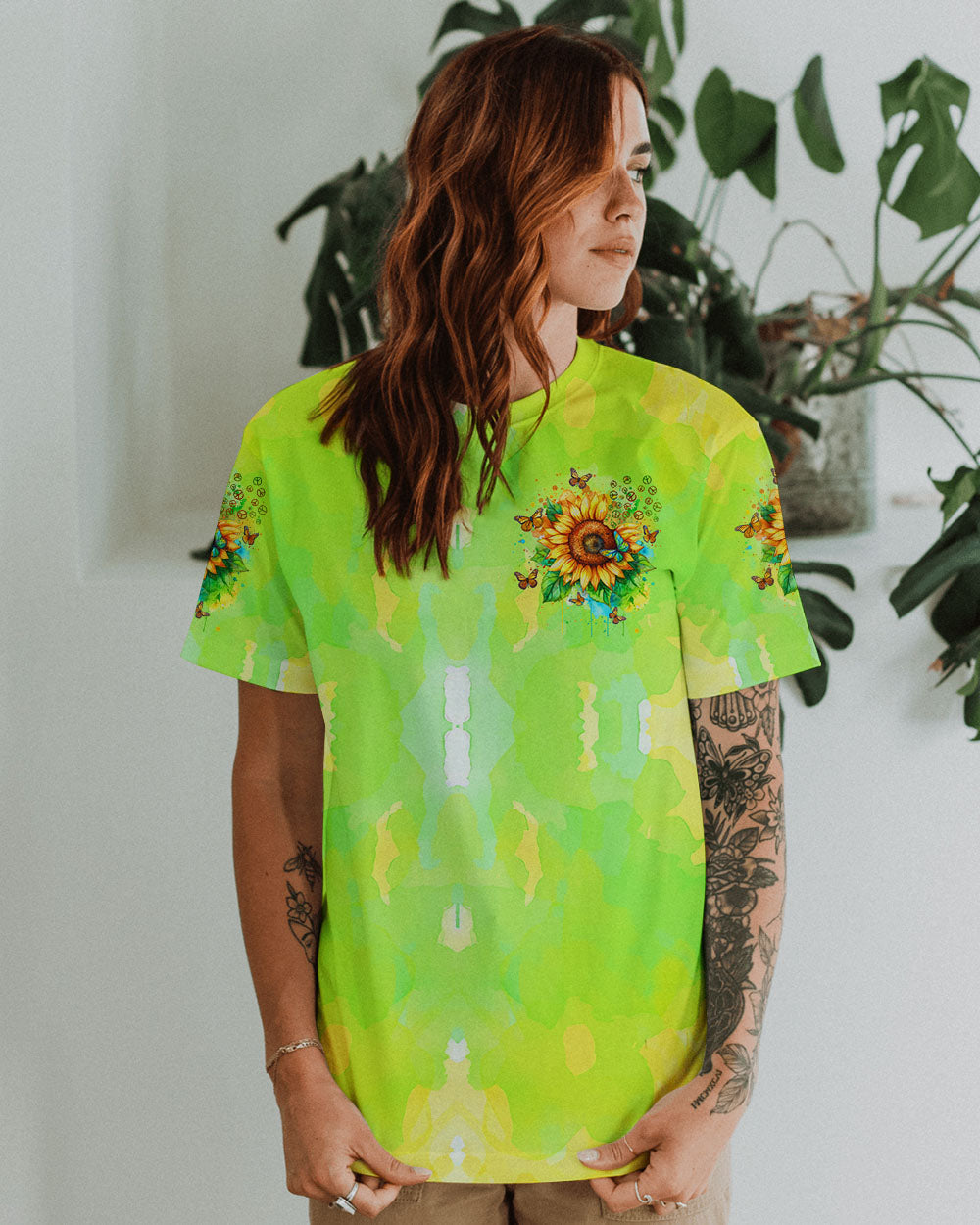 Hippie Soul Sunflower with Butterflies and Peace Signs AOP Shirts _10_ yZKxn
