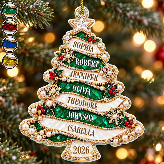 HolidayGiftForFamily PersonalizedChristmasTreeGoldenPearlAcrylicOrnament AT2382 CLA4168 MK DEF