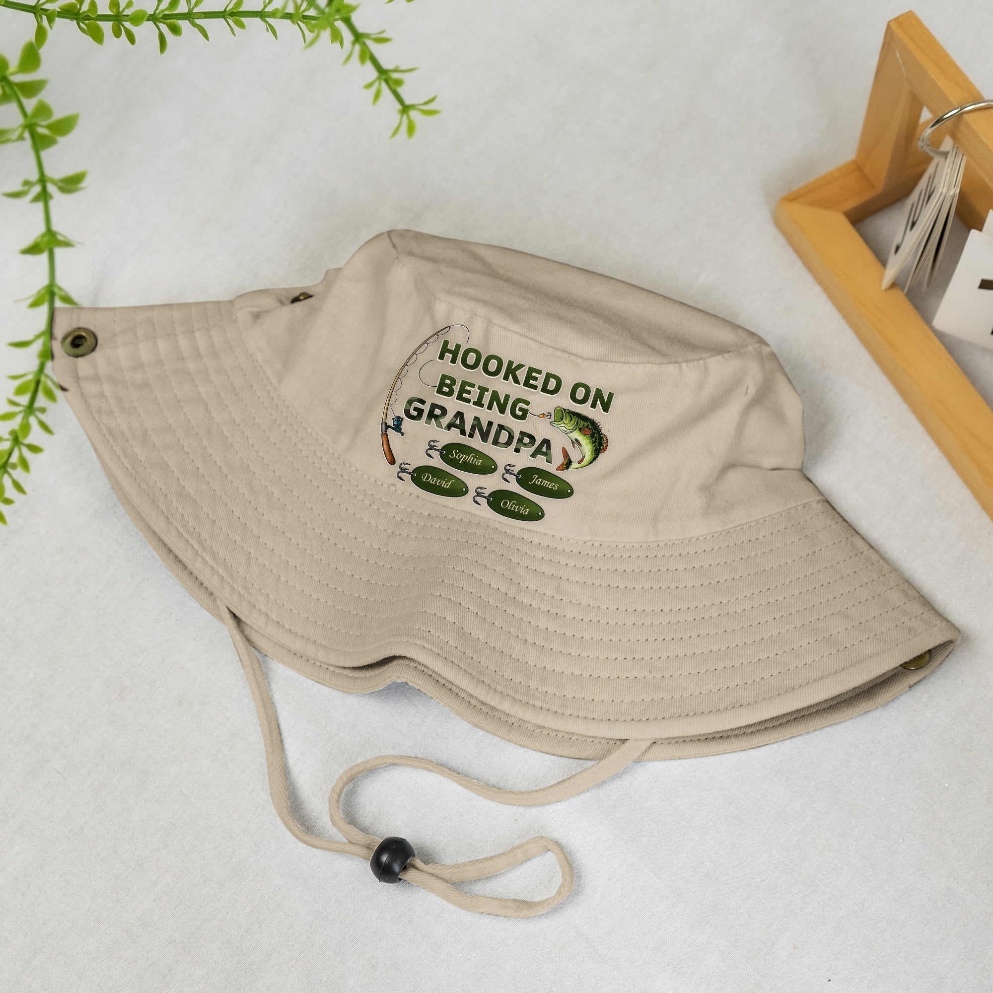 Hooked On Being Grandpa Personalized Bucket Hat_3