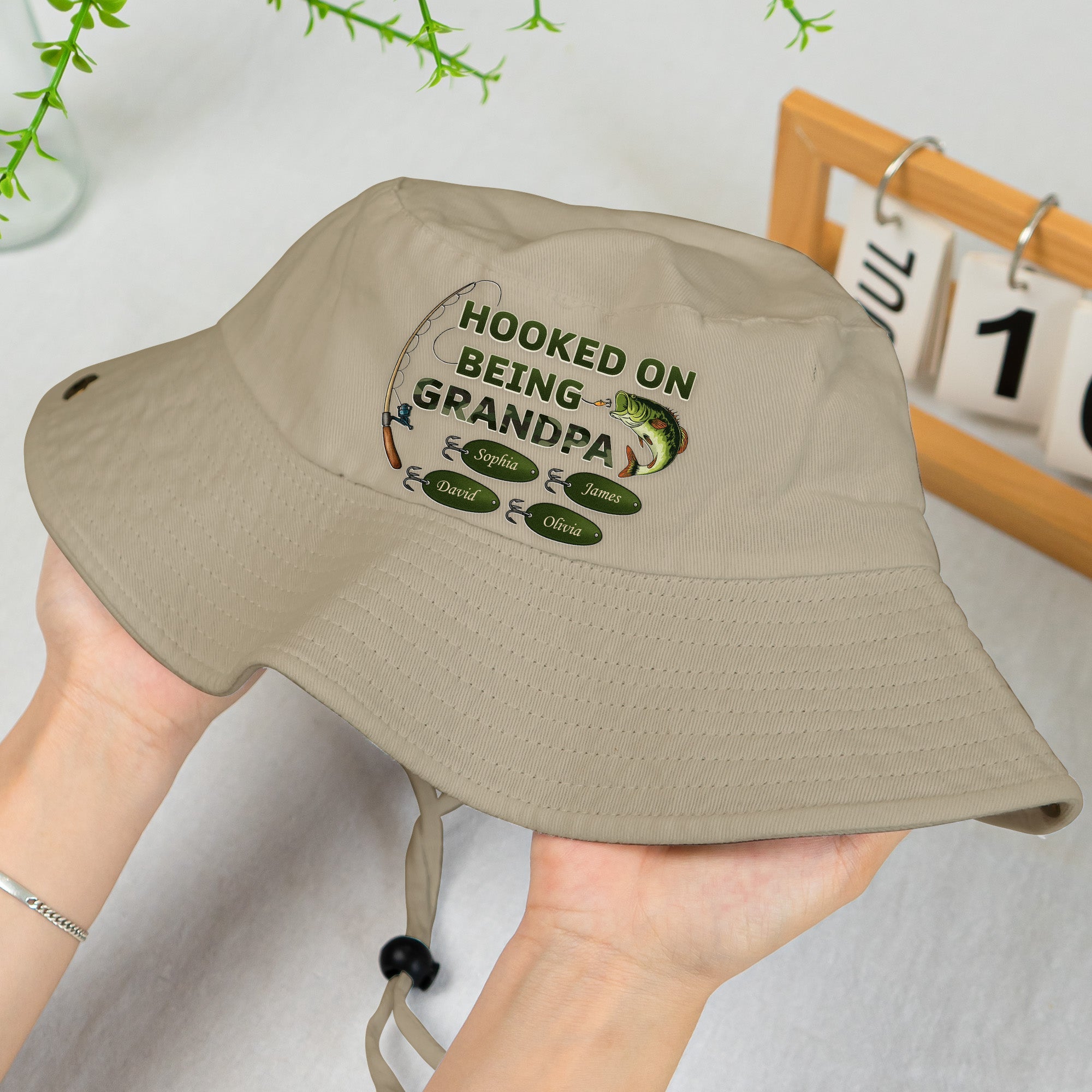 Hooked On Being Grandpa Personalized Bucket Hat_5