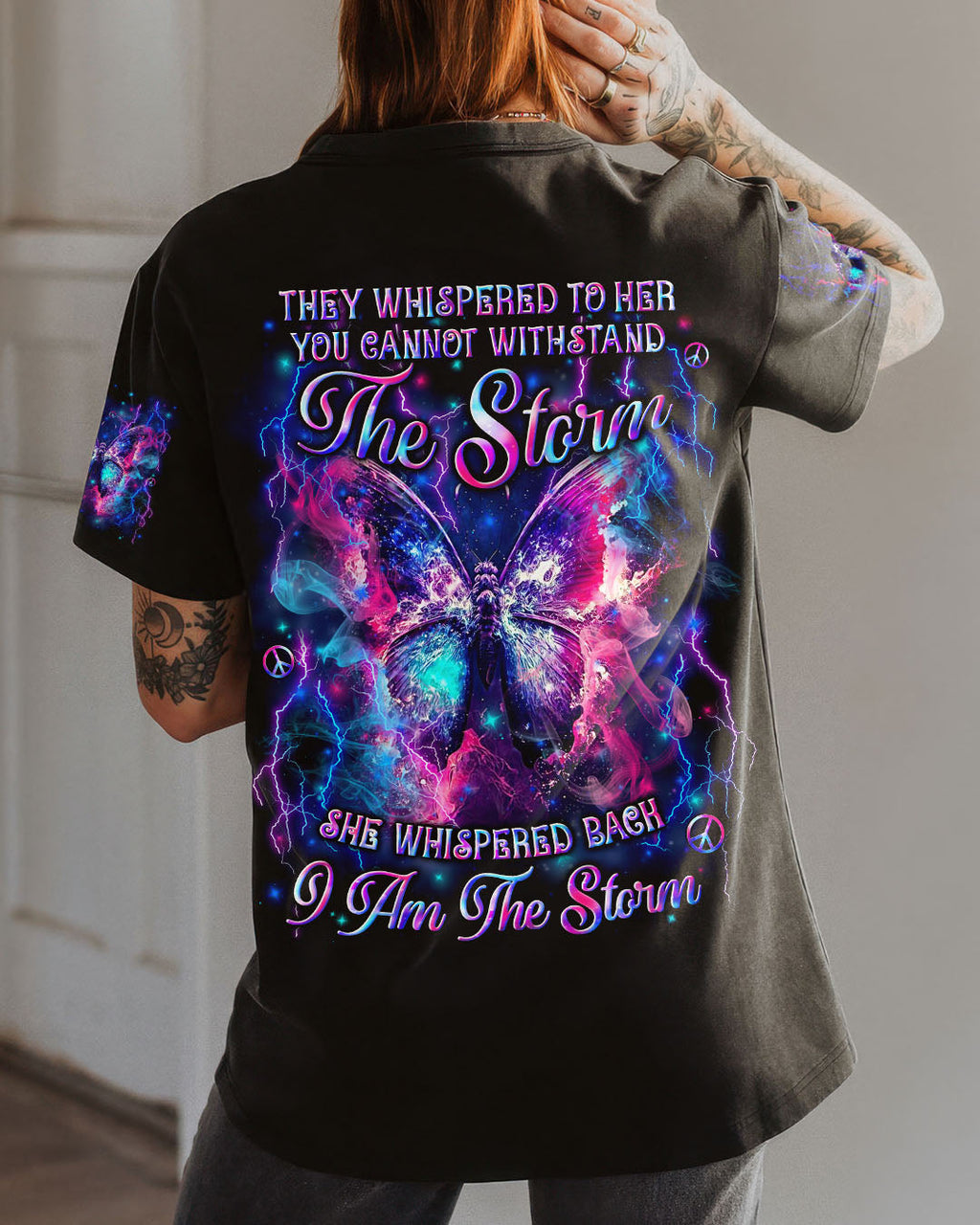 I Am the Storm Lightning Butterfly Empowering Quote Tee for Women AOP Shirts _1_ CVNXG