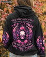 I Am the Storm She Whispered Back Pink Skull Wings and Roses Graphic AOP Shirts _1_ l3SJv