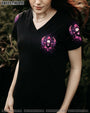 I Am the Storm She Whispered Back Pink Skull Wings and Roses Graphic AOP Shirts _6_ aCwNq
