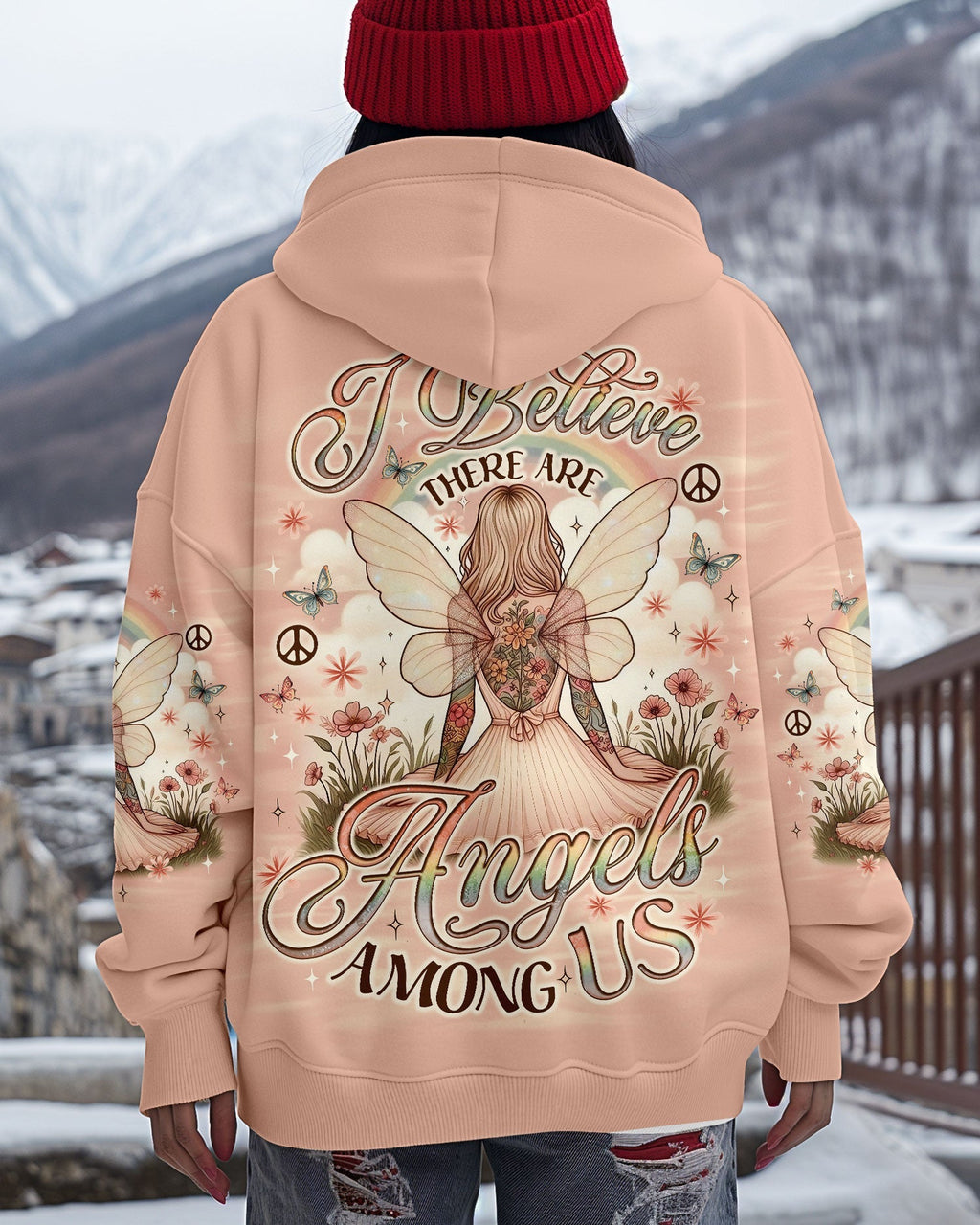 I Believe There Are Angels Among Us Angel and Floral Graphic AOP Shirts _1_ yVyx6