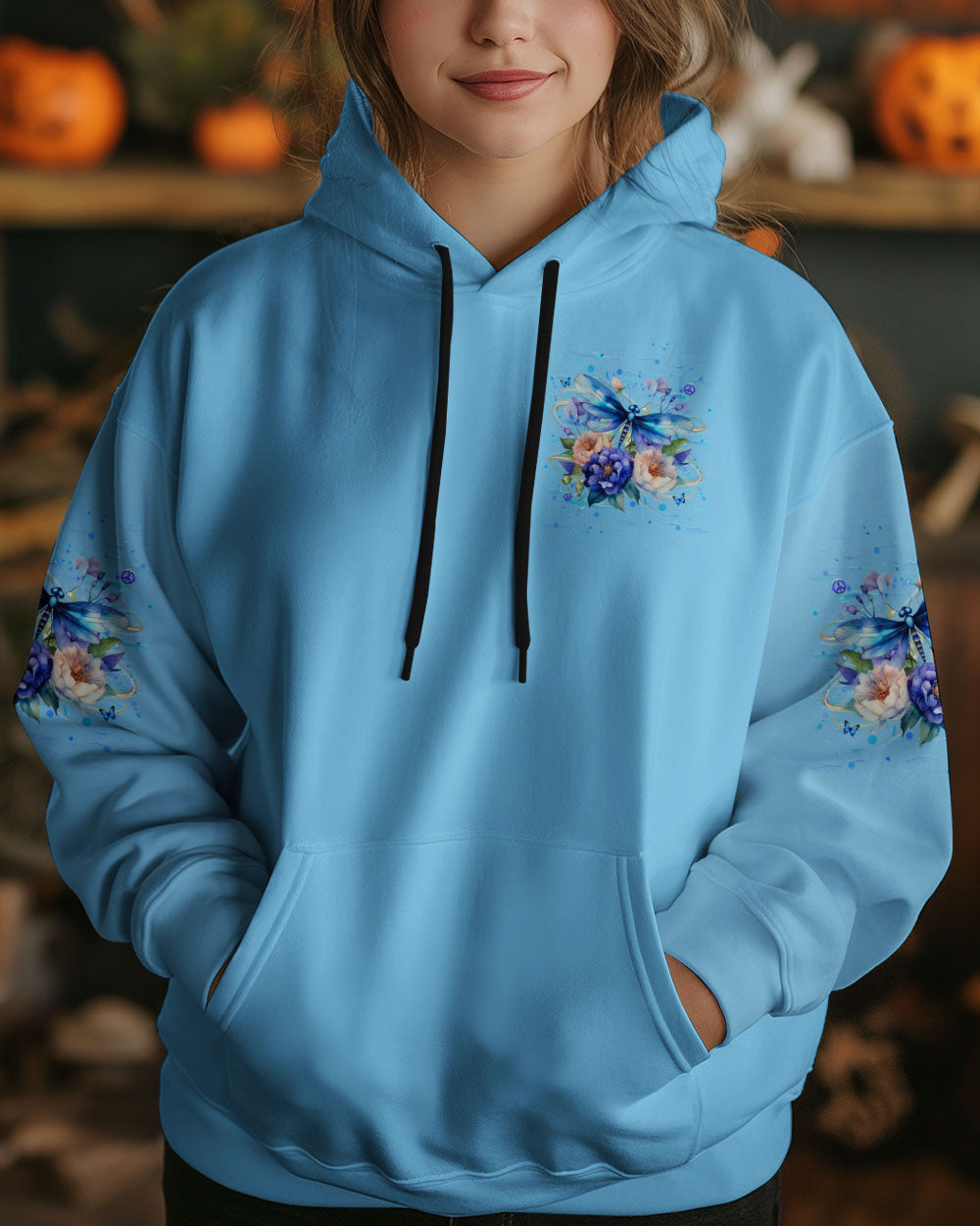 I Believe There Are Angels Among Us Blue Dragonfly with Peony AOP Shirts _14_ UTx5K