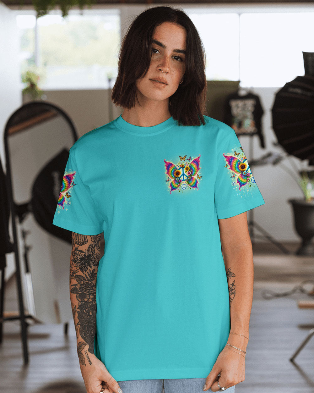 I Believe There Are Angels Among Us Butterfly Wings and Peace Sign AOP Shirts _2_ eoBS7