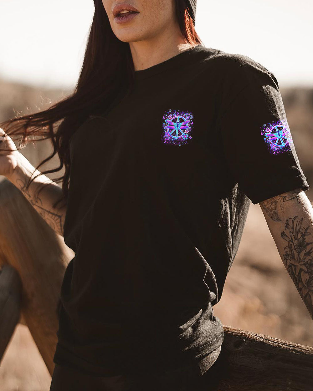 I Believe There Are Angels Among Us Dragonfly and Peace Sign AOP Shirts _11_ fjPlW