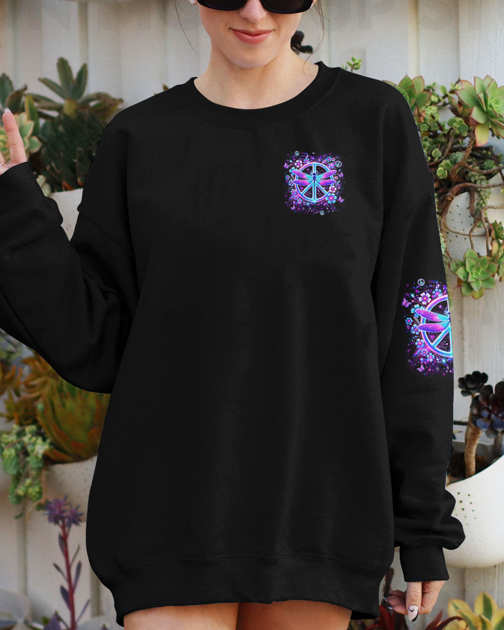 I Believe There Are Angels Among Us Dragonfly and Peace Sign AOP Shirts _6_ lO3tQ