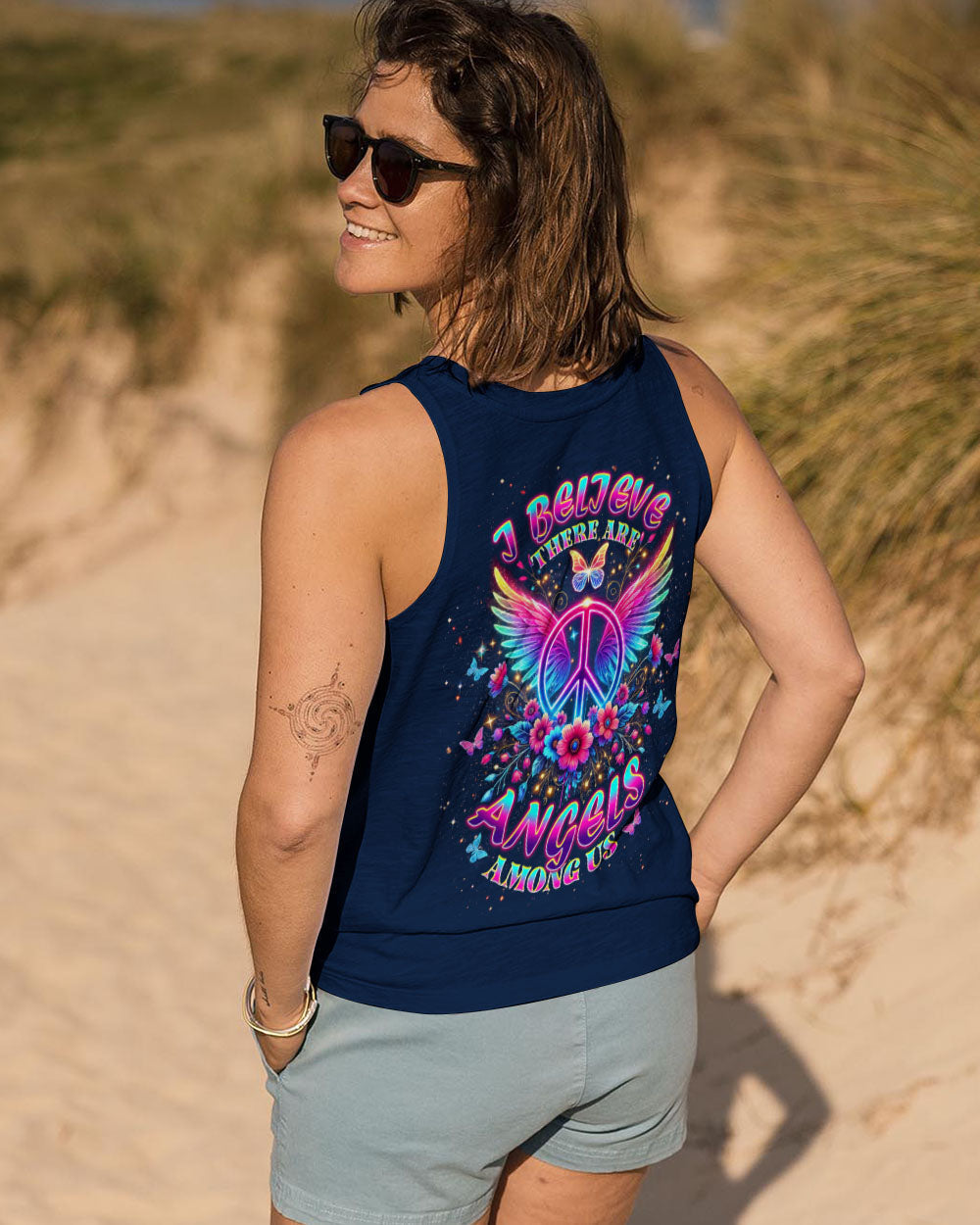 I Believe There Are Angels Among Us Neon Peace Wing Floral AOP Shirts _7_ NfcOZ