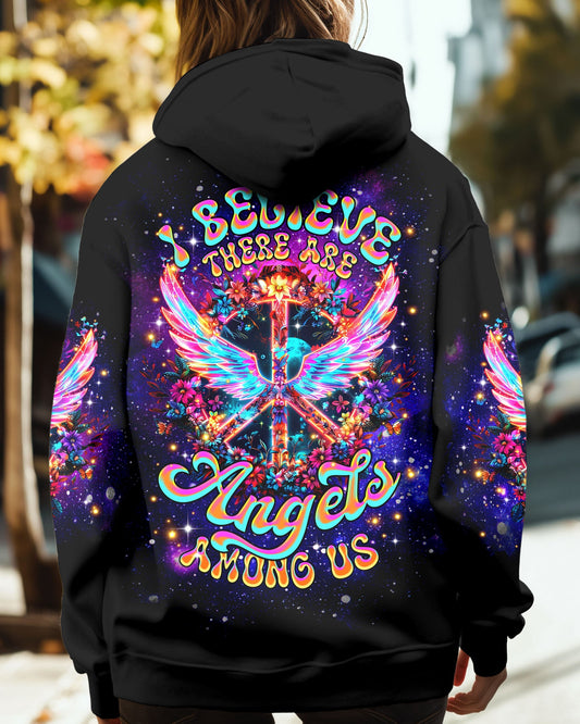 I Believe There Are Angels Among Us Neon Wings and Peace Sign AOP Shirts _1_ yoxnk