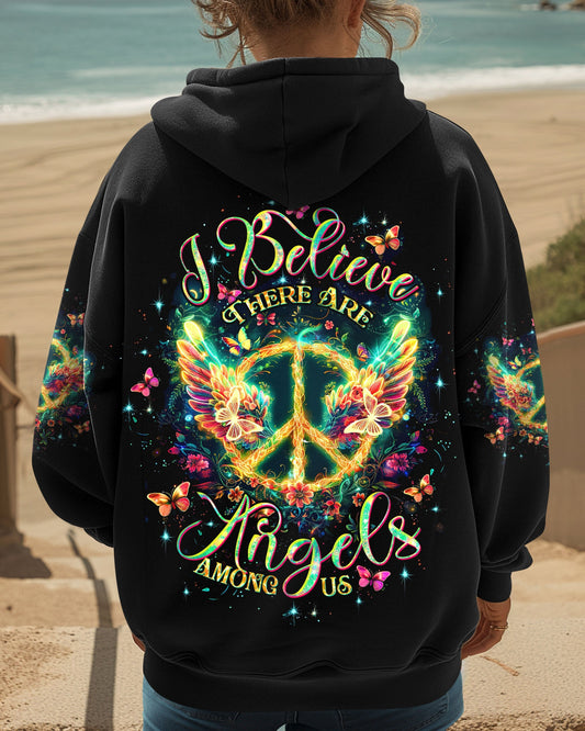 I Believe There Are Angels Among Us Peace Sign Wings Graphic AOP Shirts _1_ 3yM2j
