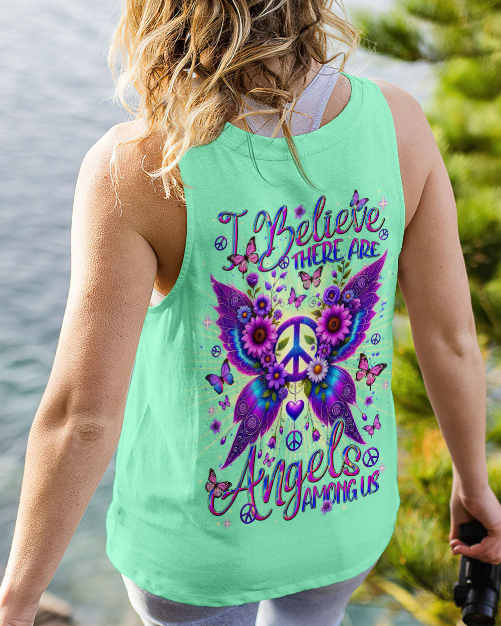 I Believe There Are Angels Among Us Peace and Butterfly Wings AOP Shirts _14_ TAhb6