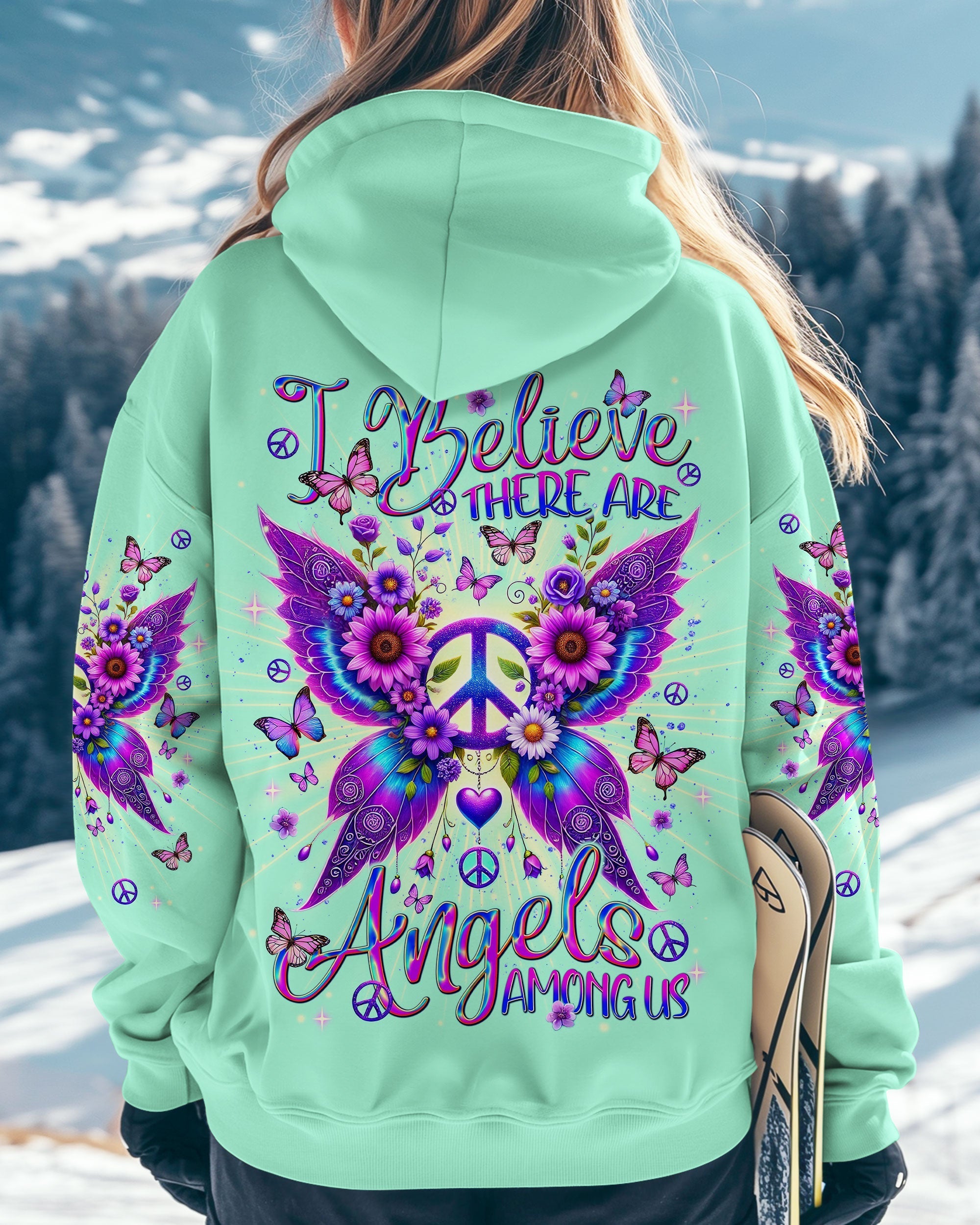 I Believe There Are Angels Among Us Peace and Butterfly Wings AOP Shirts _8_ lO4st