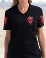 I Believe There Are Angels Among Us Red Rose and Butterfly Wings Graphic AOP Shirts _4_ qay71