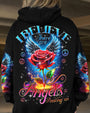 I Believe There Are Angels Among Us Rose with Blue Wings Inspirational Graphic AOP Shirts _7_ usQP0