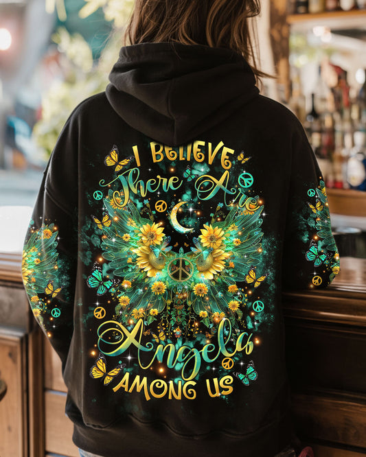 I Believe There Are Angels Among Us Sunflower Wings Peace Graphic AOP Shirts _1_ sB2fS