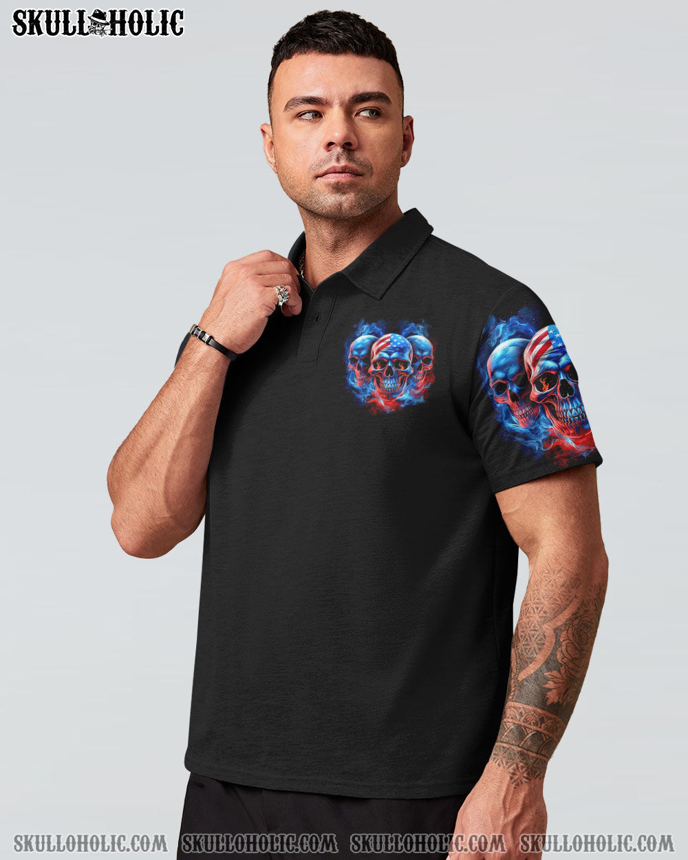 I Have 3 Sides Patriotic American Flag Skull Funny Crazy Graphic AOP Shirts _6_ XYmDj