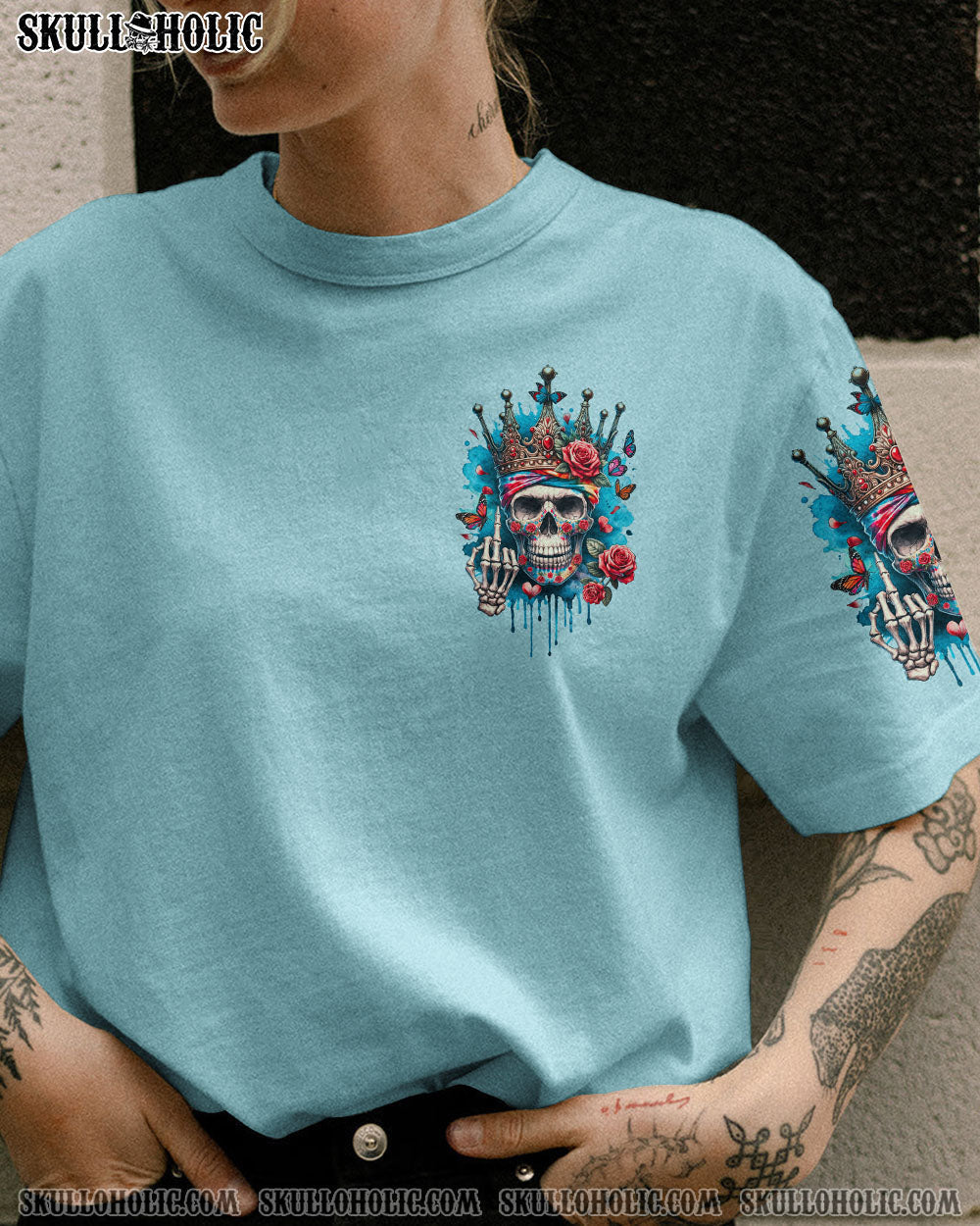 I_E2_80_99m Not a Princess I_E2_80_99m the F Queen Sku Crown Roses Sassy Attitude Graphic for Women AOP Shirts _5_ 1W98j