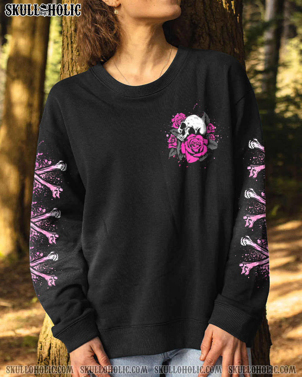 I_E2_80_99m a BITCH Don_E2_80_99t Try Me Funny Pink Skull and Rose Badass Attitude AOP Shirts _2_ 2VMBx