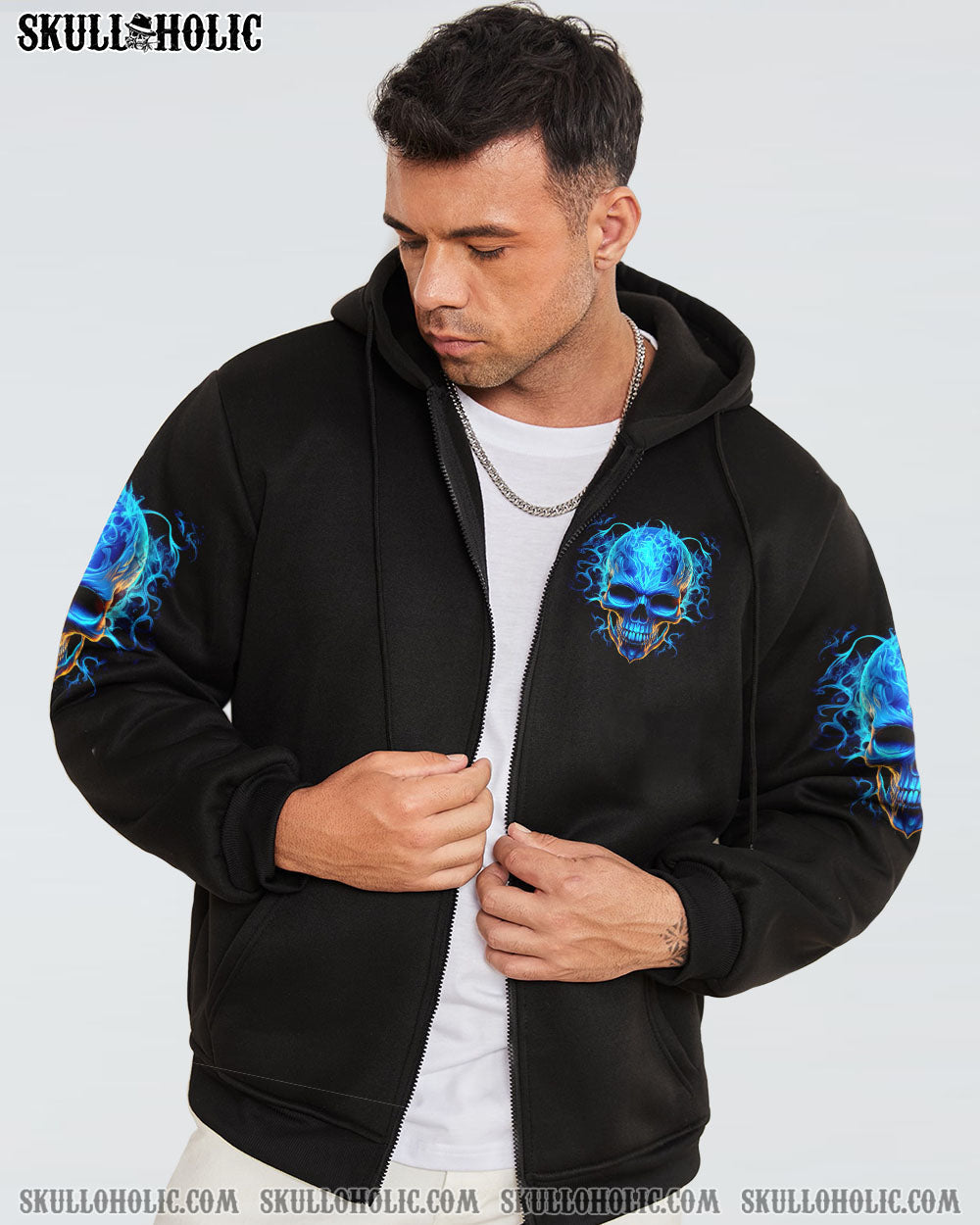 Ill Put You In The Trunk Don_E2_80_99t Test Me Blue Flame Skull Quote AOP Shirts _13_ jGG7F