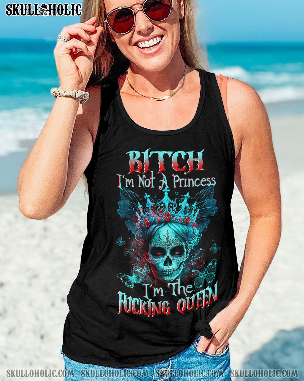 Im Not A Princess Im The F Queen Funny Skyll Gothic Queen Graphic for Women AOP Shirts _13_ ms0gt