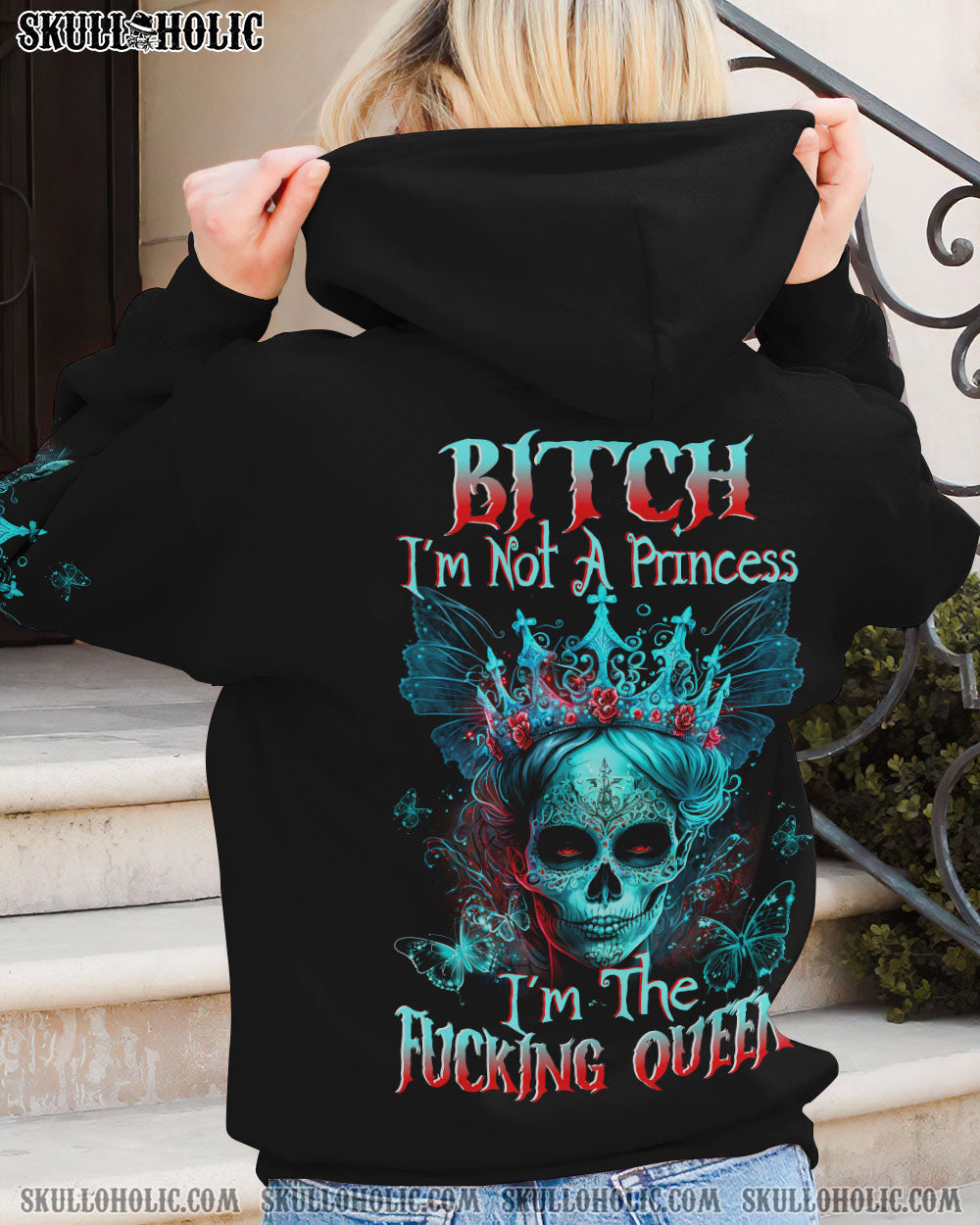 Im Not A Princess Im The F Queen Funny Skyll Gothic Queen Graphic for Women AOP Shirts _5_ sManx