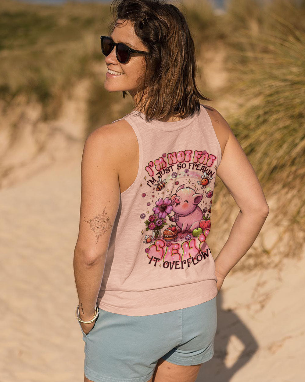 Im Not Fat Im Just So Freakin Sexy Piggy Cute Pig with Flower AOP Shirts _11_ ACtwS