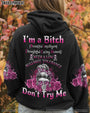Im a BITCH Dont Try Me Skull Rose Sassy Graphic Tee for Women AOP Shirts _3_ eGmo0